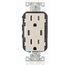 Decora Tamper-Resistant Combination Duplex Receptacle w/ 30W (6A) Dual Type C/C Power Delivery USB Charger, NEMA 5-15R - Gray (15A, 125V), T5635-G