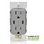 Decora Tamper-Resistant Combination Duplex Receptacle w/ 60W Dual Type C/C Power Delivery USB Charger, NEMA 5-15R - Gray (15A, 125V)