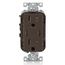 Decora Tamper-Resistant Combination Duplex Receptacle w/ 30W (6A) Dual Type C/C Power Delivery USB Charger, NEMA 5-15R - Brown (15A, 125V), T5637-B
