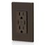 Decora Tamper-Resistant Combination Duplex Receptacle w/ 30W (6A) Dual Type C/C Power Delivery USB Charger, NEMA 5-15R - Brown (15A, 125V), T5637-B