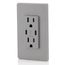 Decora Tamper-Resistant Combination Duplex Receptacle w/ 30W (6A) Dual Type C/C Power Delivery USB Charger, NEMA 5-15R - Gray (15A, 125V), T5637-G