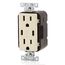 Decora Tamper-Resistant Combination Duplex Receptacle w/ 30W (6A) Dual Type C/C USB Charger, NEMA 5-15R - Light Almond (15A, 125V)