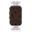 Decora Tamper-Resistant Outlet Duplex Receptacle w/ USB Type A & C Chargers, 15A, NEMA 5-15R - Brown (125V)