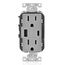 Decora Tamper-Resistant Combination Duplex Receptacle w/ 18W (3.6A) Dual Type A/C USB Charger, NEMA 5-15R - Gray (15A, 125V)