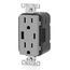 Decora Tamper-Resistant Combination Duplex Receptacle w/ 18W (3.6A) Dual Type A/C USB Charger, NEMA 5-15R - Gray (15A, 125V)