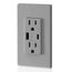 Decora Tamper-Resistant Combination Duplex Receptacle w/ 18W (3.6A) Dual Type A/C USB Charger, NEMA 5-15R - Gray (15A, 125V)