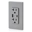 Decora Tamper-Resistant Combination Duplex Receptacle w/ 25W+ (5.1A) Dual Type A/C USB Charger, NEMA 5-20R - Gray (20A, 125V)