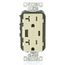 Decora Tamper-Resistant Combination Duplex Receptacle w/ 25W+ (5.1A) Dual Type A/C USB Charger, NEMA 5-20R - Ivory (20A, 125V)