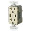 Decora Tamper-Resistant Combination Duplex Receptacle w/ 25W+ (5.1A) Dual Type A/C USB Charger, NEMA 5-20R - Ivory (20A, 125V)