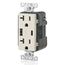 Decora Tamper-Resistant Combination Duplex Receptacle w/ 25W+ (5.1A) Dual Type A/C USB Charger, NEMA 5-20R - Light Almond (20A, 125V)