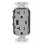 Decora Tamper-Resistant Combination Duplex Receptacle w/ 18W (3.6A) Dual Type A/C USB Charger, NEMA 5-20R - Gray (20A, 125V)