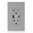 Decora Tamper-Resistant Combination Duplex Receptacle w/ 18W (3.6A) Dual Type A/C USB Charger, NEMA 5-20R - Gray (20A, 125V)