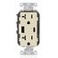 Decora Tamper-Resistant Combination Duplex Receptacle w/ 18W (3.6A) Dual Type A/C USB Charger, NEMA 5-20R - Light Almond (20A, 125V)