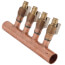 1" Copper Manifold w/ 1/2" ProPEX Ball Valve, 4 Outlets (Lead Free Brass)