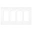 Claro 4 Gang Wall Plate for Decorator/Rocker Switches, Satin  (Brilliant White)