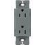 Claro 15A Duplex Receptacle, Satin (Slate)