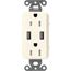 Claro 15A USB Duplex Receptacle (Biscuit)