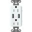 Claro 15A USB Duplex Receptacle (Glacier White)