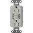 Claro 15A USB Duplex Receptacle (Pebble)