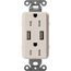 Claro 15A USB Duplex Receptacle (Taupe)