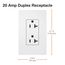 Claro 20A Duplex Receptacle, Satin (Taupe)