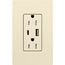 Claro 15A USB Type A&C Duplex Receptacle, Gloss Finish (Almond), CAR-15-ACTR-AL