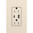 Claro 15A USB Type A&C Duplex Receptacle, Gloss Finish (Light Almond), CAR-15-ACTR-LA