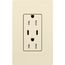 Claro 15A USB Type C Duplex Receptacle, Gloss Finish (Almond), CAR-15-CCTR-WH