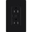 Claro 15A USB Type C Duplex Receptacle, Gloss Finish (Black), CAR-15-CCTR-BL