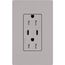 Claro 15A USB Type C Duplex Receptacle, Gloss Finish (Gray), CAR-15-CCTR-GR