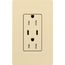 Claro 15A USB Type C Duplex Receptacle, Gloss Finish (Ivory), CAR-15-CCTR-IV