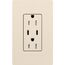 Claro 15A USB Type C Duplex Receptacle, Gloss Finish (Light Almond), CAR-15-CCTR-LA