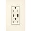 Claro 15A USB Type A&C Duplex Receptacle, Satin Finish (Biscuit), SCR-15-ACTR-BI