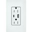 Claro 15A USB Type A&C Duplex Receptacle, Satin Finish (Glacier White), SCR-15-ACTR-GL