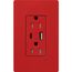 Claro 15A USB Type A&C Duplex Receptacle, Satin Finish (Signal Red), SCR-15-ACTR-SR
