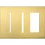 New Architectural 3-Gang Wall Plate, Fits 2 Grafik T Controls, 1 Accessory, Metal Finish, Satin Brass