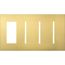 New Architectural 4-Gang Wall Plate, Fits 1 Accessory, (3) Grafik T Controls, Metal Finish, Satin Brass
