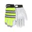 968 Thermosock Lined Goatskin Palm Mechanic Gloves, Fluorescent Lime w/ Reflective Stripes (XL)