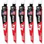 6" 5 TPI AX w/NITRUS Carbide Teeth SAWZALL Blade for Wood with Nails (Pack of 5), 48-00-7551