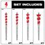 SPEED FEED Wood Bit 6-1/2" Set - 4 Piece , 48-13-0400