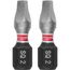 SHOCKWAVE Impact Duty 1" Square Recess #2 Insert Bits (Pack of 2), 48-32-4422