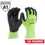 12 Pair High Visibility Cut Level 1 Polyurethane Dipped Gloves (Medium), 48-73-8911B