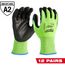 12 Pair High Visibility Cut Level 2 Polyurethane Dipped Gloves (Medium) 48-73-8921B