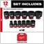 12 Piece SHOCKWAVE Impact Duty 3/8" Drive SAE Standard 6 Point Socket Set, 49-66-7005