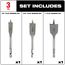 3 Piece Stubby Flat Boring Bit Set
