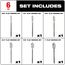 6" Flat Boring Bit 6" Universal Set (6 Pieces)