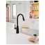 Riley Matte Black 1 Handle High Arc Pulldown Kitchen Faucet, Motionsense Wave, 7402EWBL