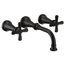 Colinet Matte Black 2 Handle Wall Mount Bathroom Faucet, Cross Handles, TS44105BL