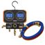 Flex72 Manifold Gauge w/ Digital Display, Accomodates 72 Refrigerants & 1/4" 45-Degree Refrigerant Charging Hose Set (5')