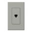 Architectural Telephone Jack, 6-conductor, RJ11, Single Gangw/ Wall Plate, Matte Finish, Gray
